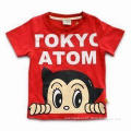 Red Children's T-shirt, Made of 95% Cotton and 5% Elastane, Customized Designs are Welcome